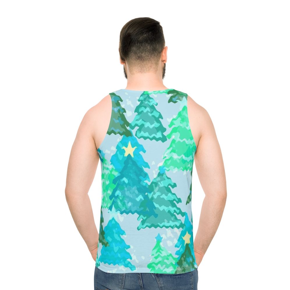 Wintergreen Christmas trees unisex tank top - men back