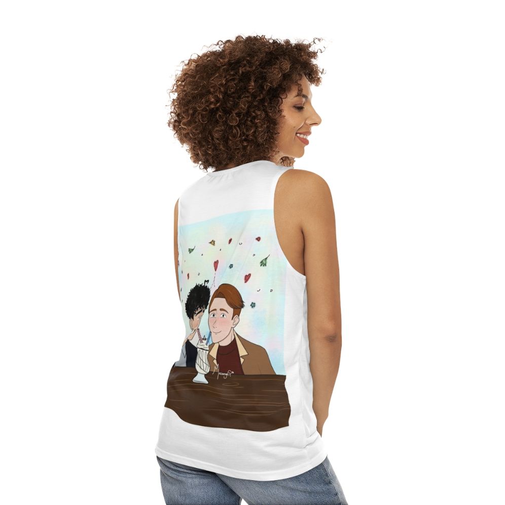 Heartstopper fanart unisex tank top - women back