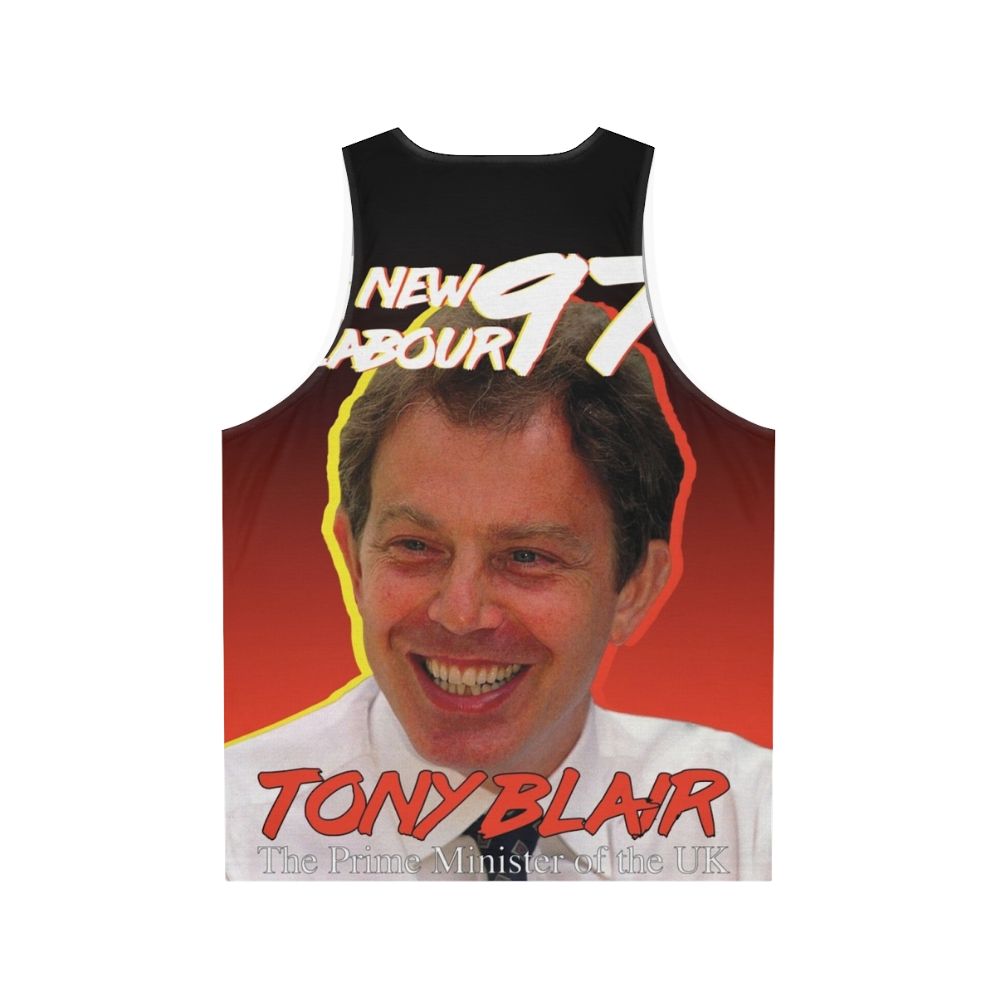 Vintage style unisex tank top with Tony Blair and Labour Party imagery - Back