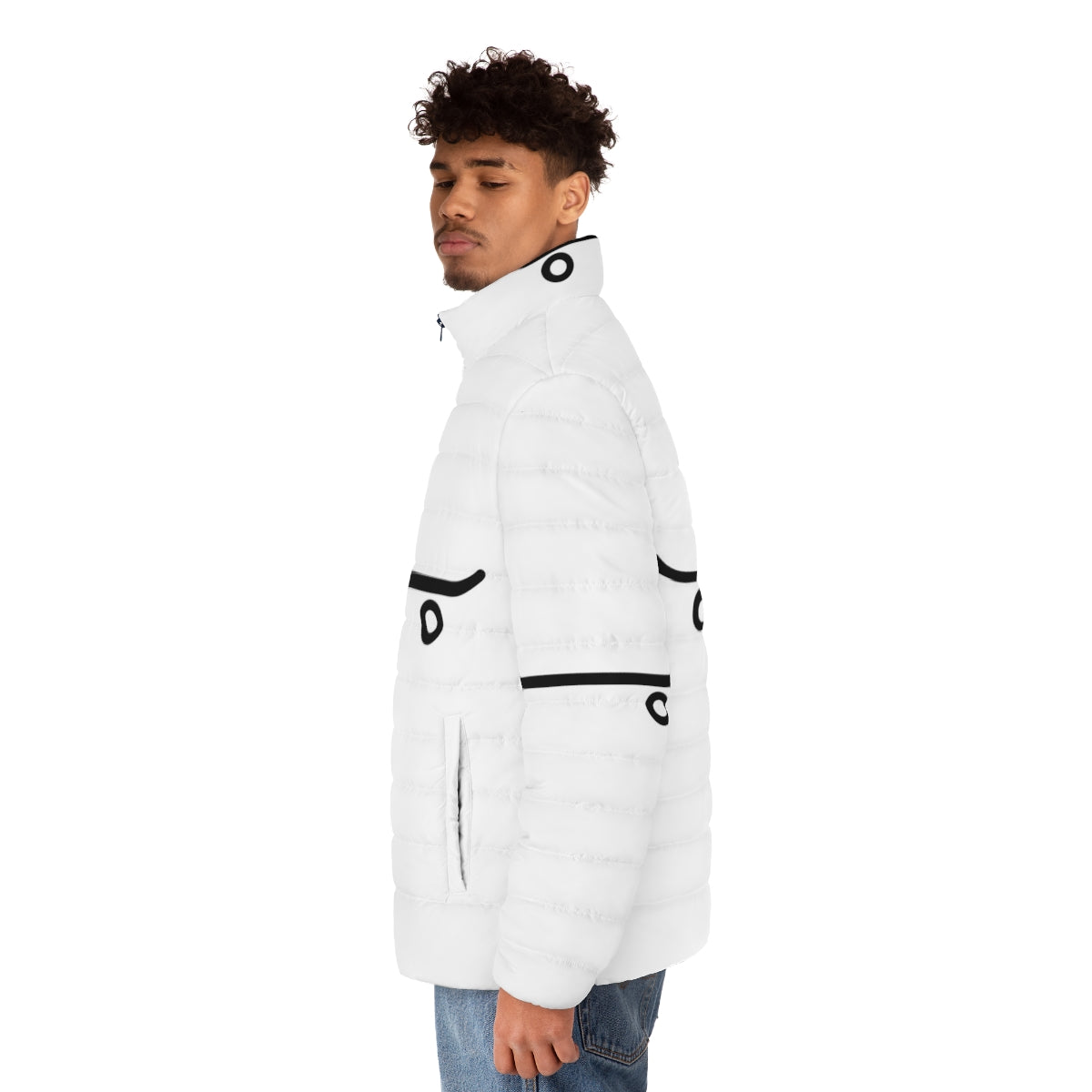 Skateboarding puffer jacket with skate graphic - men side left