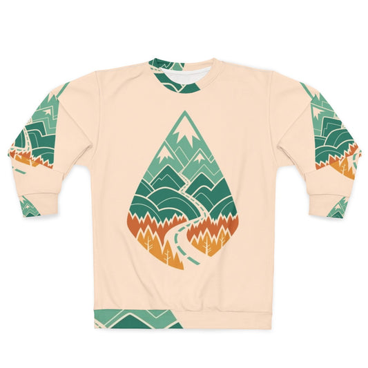 Explore the Road Ahead Summer Sweatshirt with road, mountains, and nature