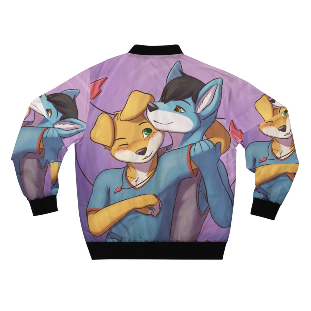 Weekend 1 album cover inspired bomber jacket featuring a furry couple design - Back