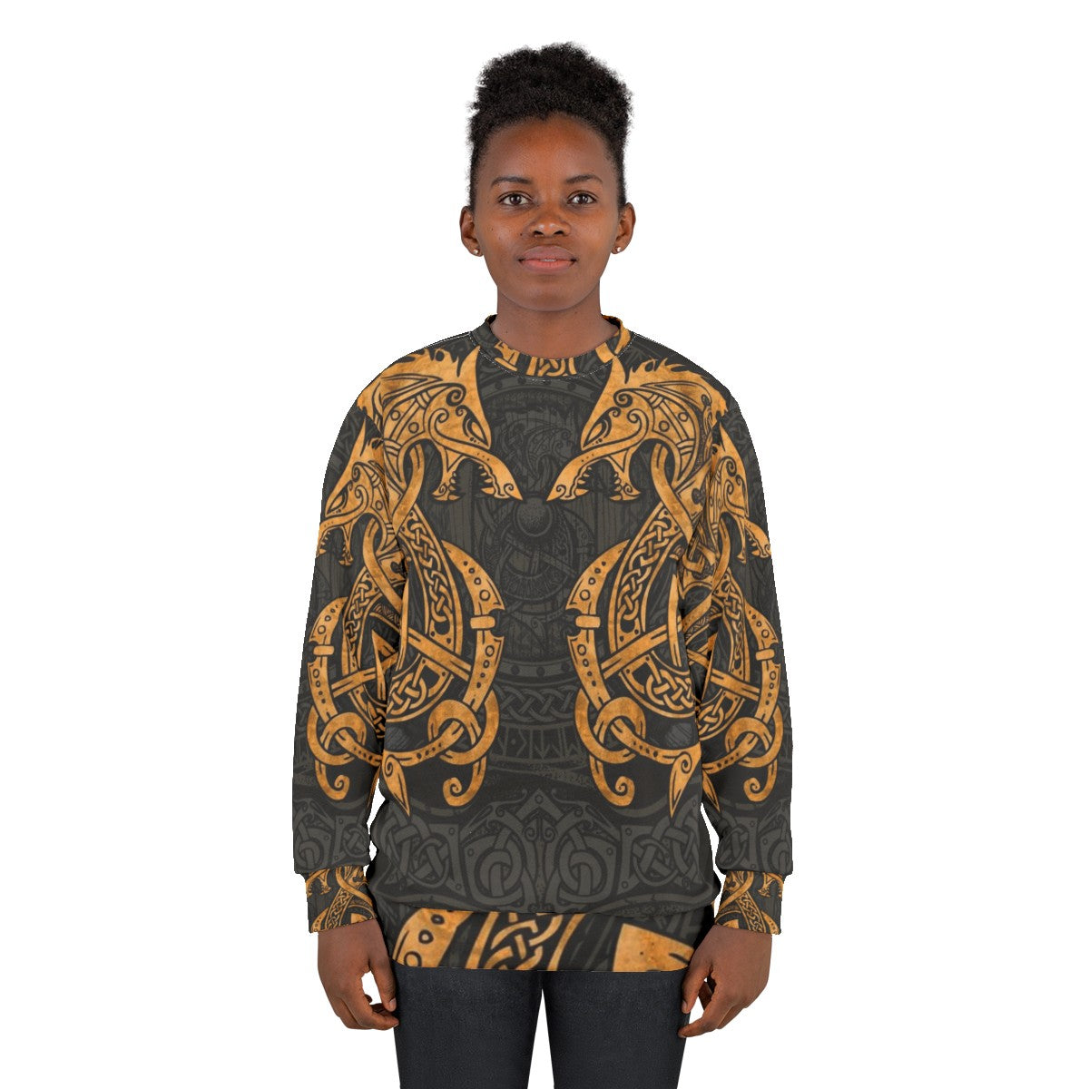 Fighting Fenrir Nordic Wolf Printed Sweatshirt - women