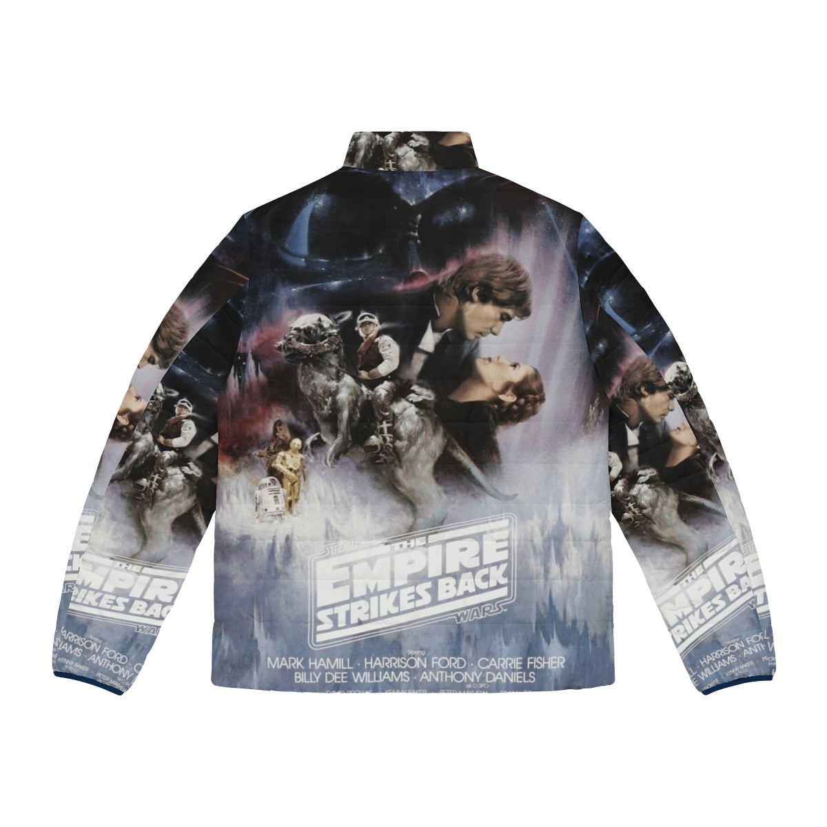 The Empire Strikes Back Movie Poster Puffer Jacket featuring the iconic Star Wars movie poster design - Back