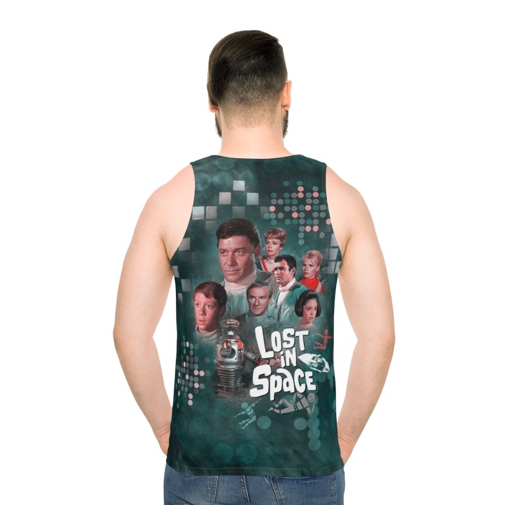 Lost in Space Unisex Tank Top with Retro Sci-Fi Design - men back