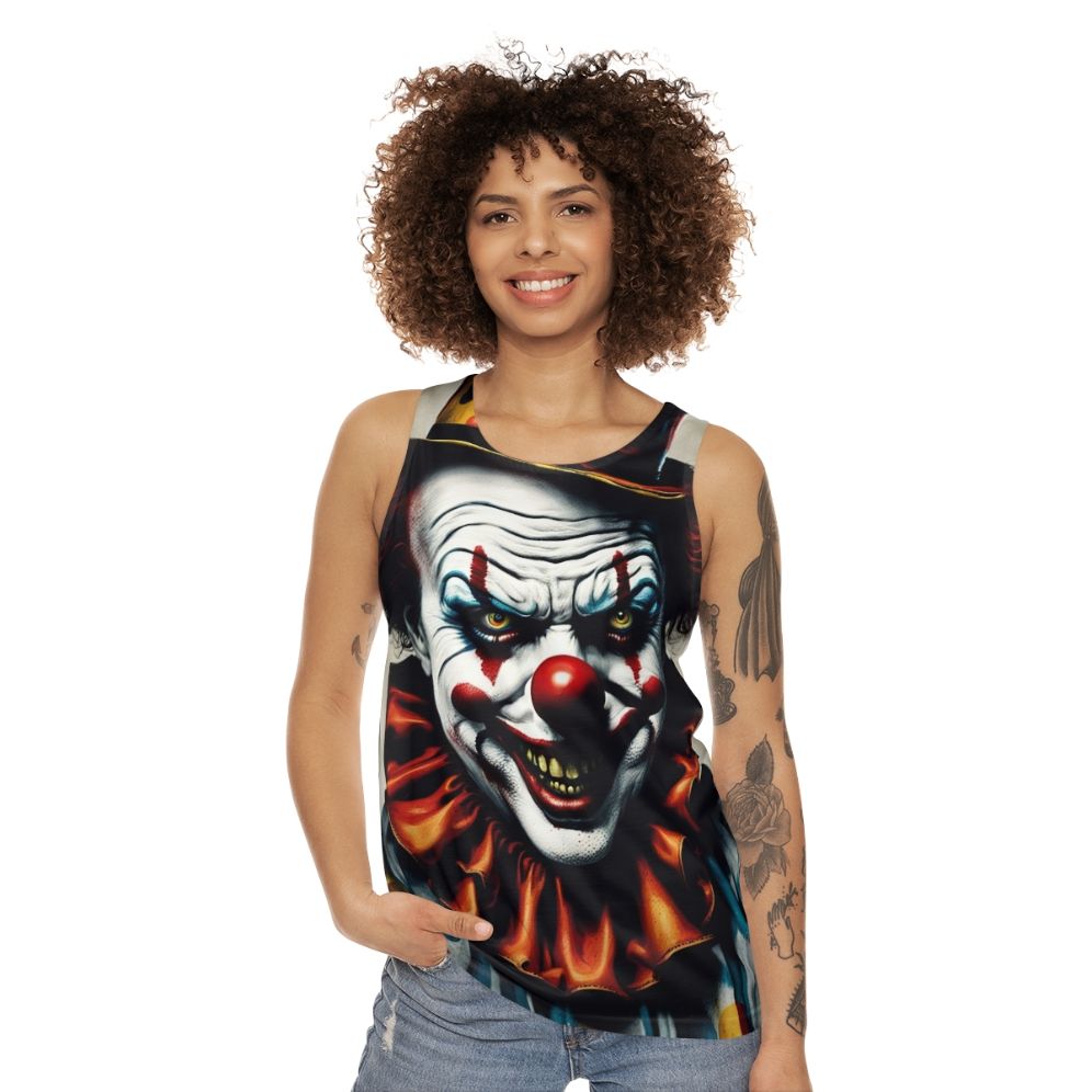 Creepy clown unisex tank top - women