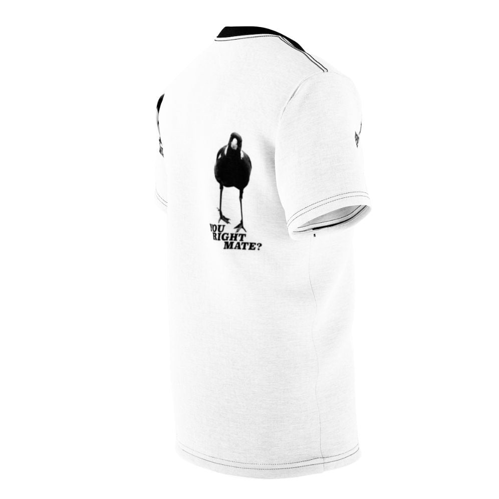 Graphic tee featuring a magpie with the text "Magpie Season" for Australian birdwatchers. - men right