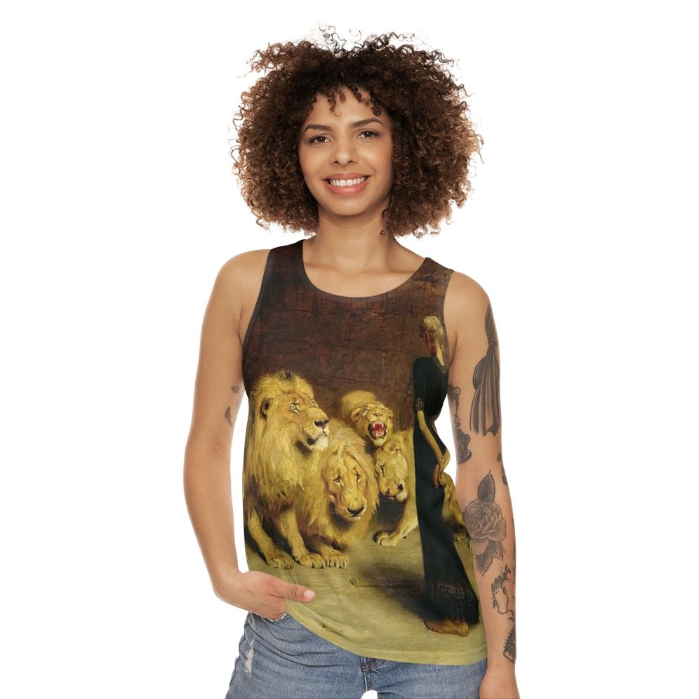 Vintage Christian Daniel in the Lions Den Unisex Tank Top - women