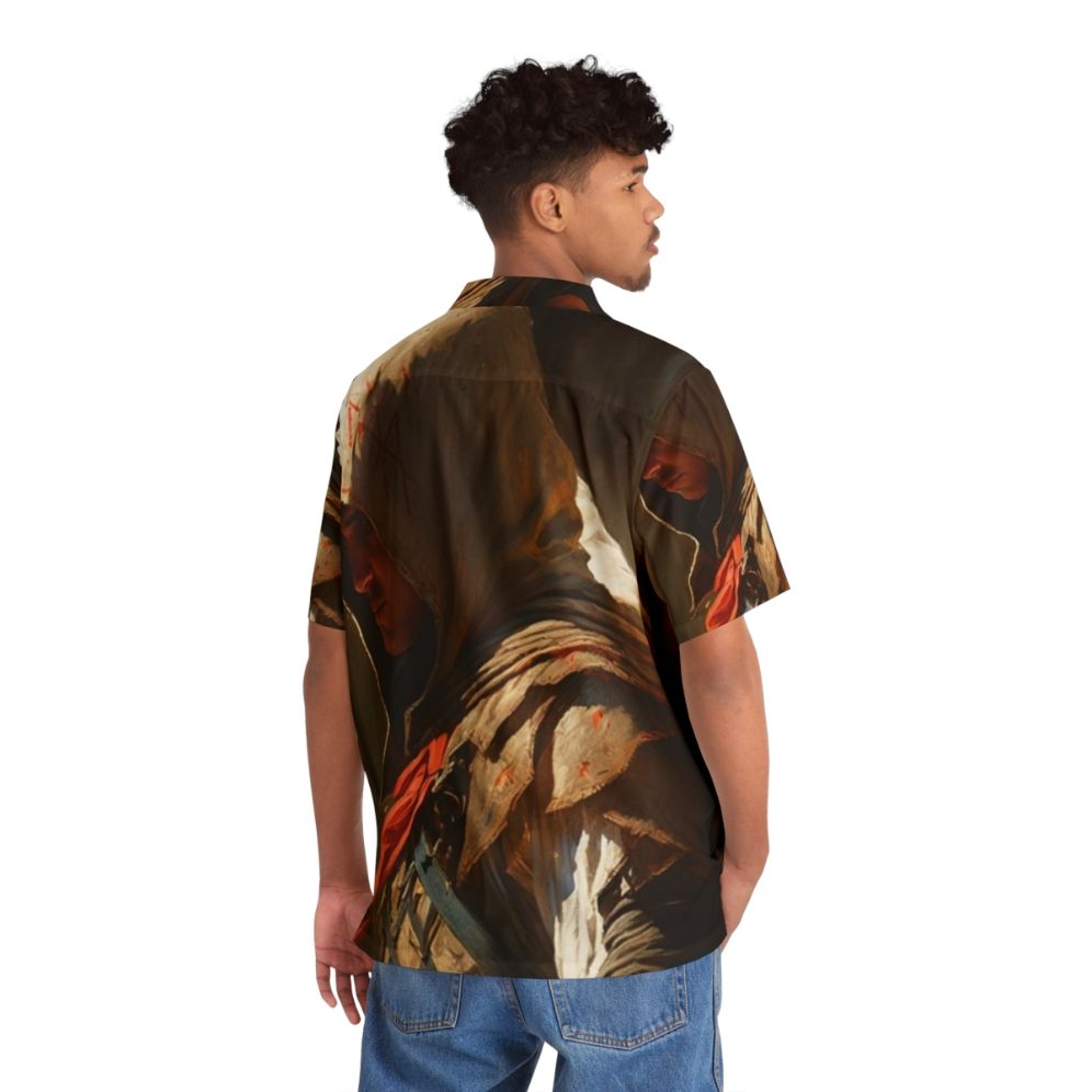 Assassin's Creed Painting Hawaiian Shirt 2 - Video Game Art Tropical Shirt - Flat lay