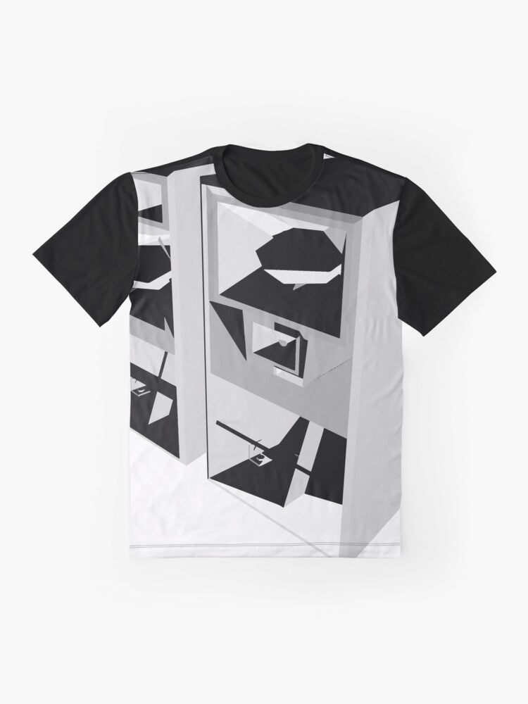 Funktion One black and white graphic t-shirt - Flat lay