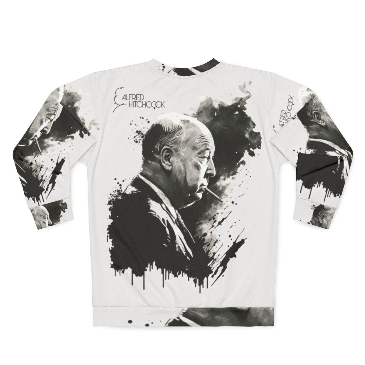 Alfred Hitchcock Black and White Drawing Sweatshirt - Back