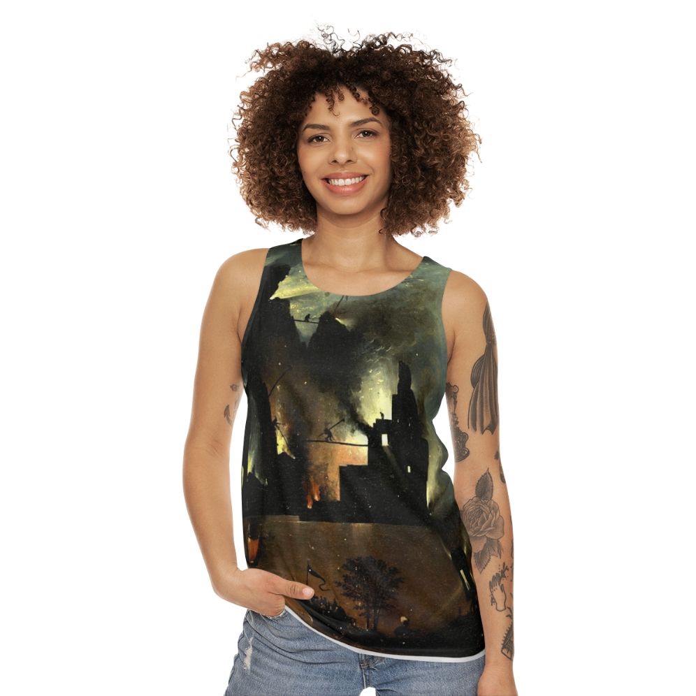 Hieronymus Bosch inspired unisex tank top with hellish imagery - women