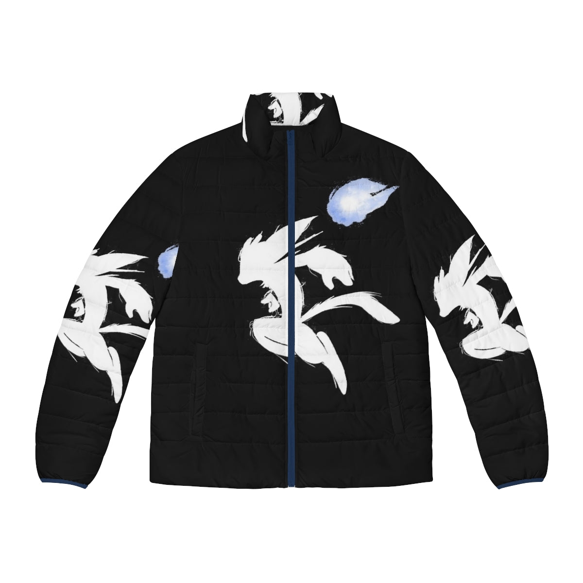 Ori and the Blind Forest inspired puffer jacket with watercolor forest design