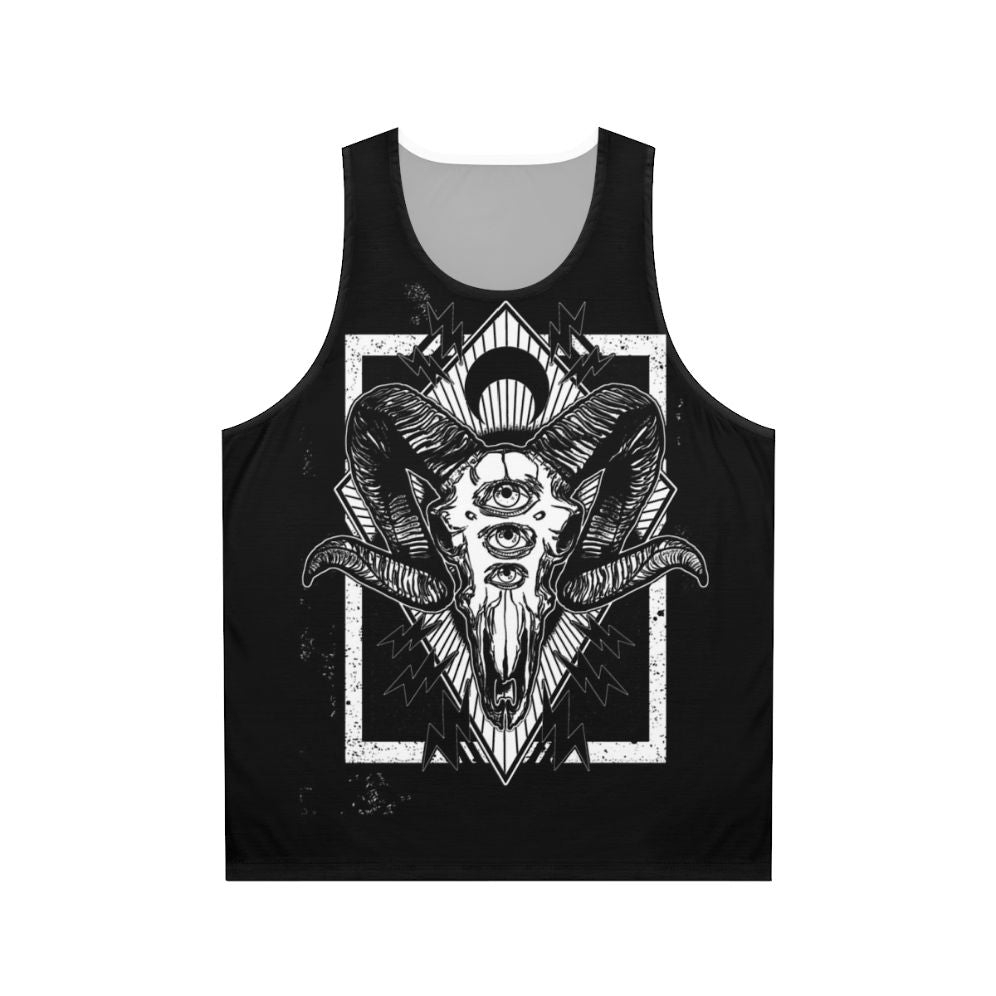 Monochrome ram skull unisex tank top