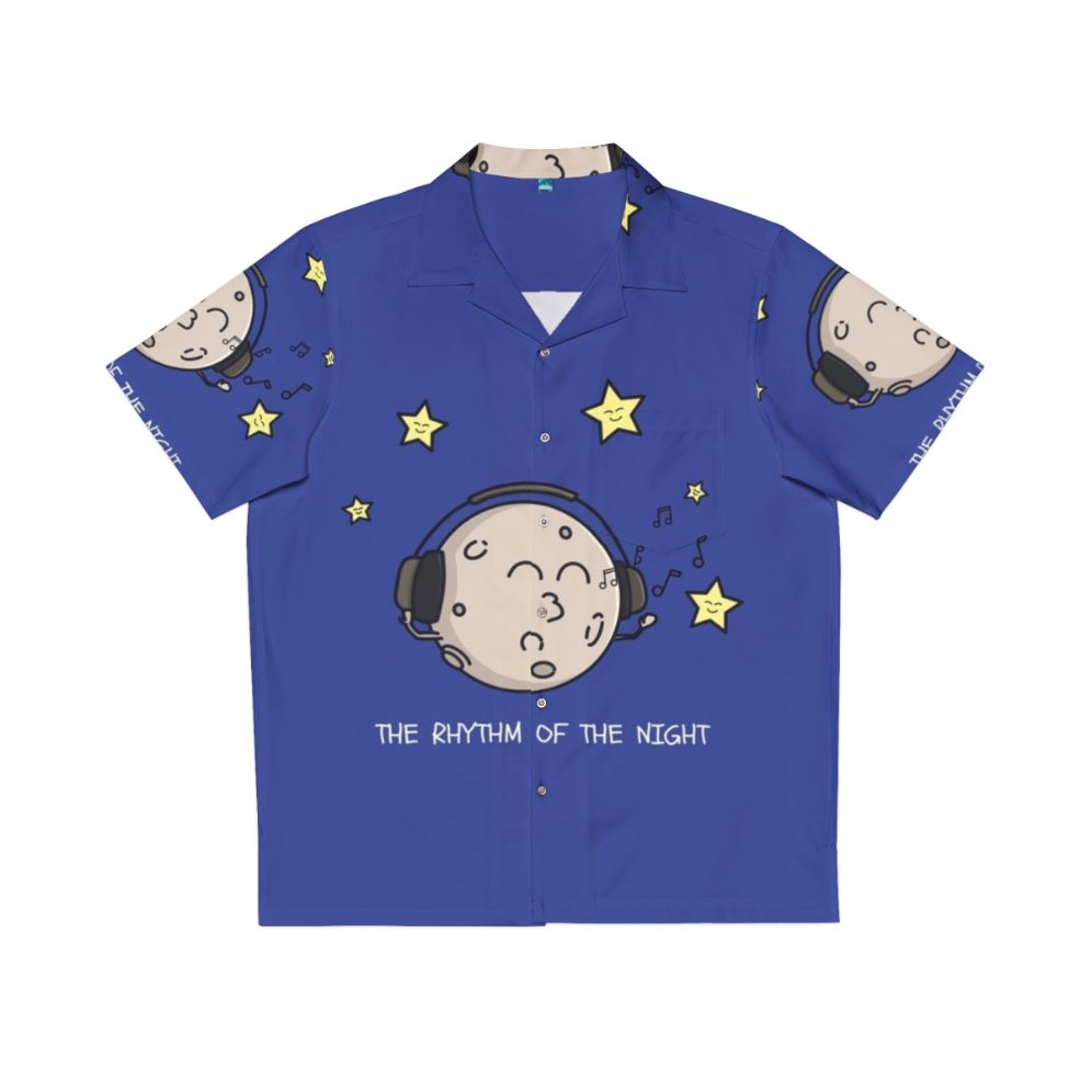 Rhythm of the Night Hawaiian Shirt with Moon and Star Pattern