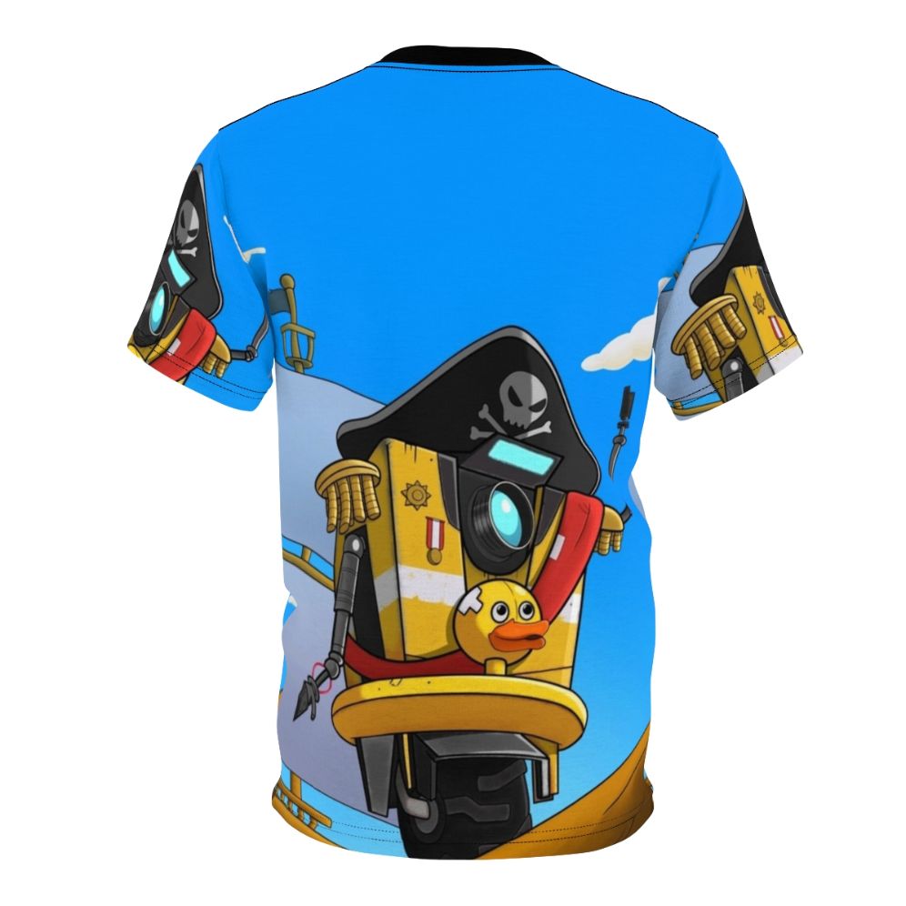 Ahoy Minion! Borderlands inspired graphic t-shirt featuring a claptrap pirate on a ship - Back