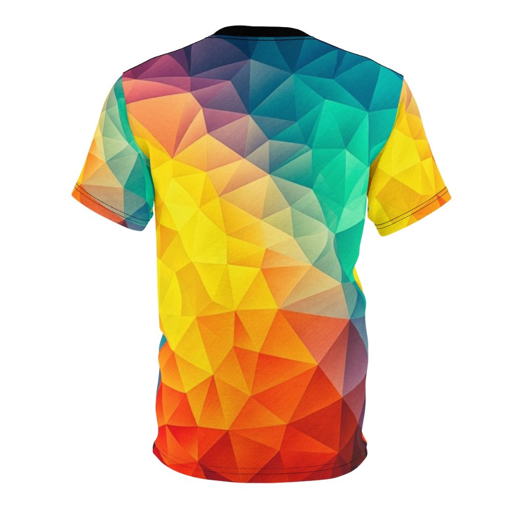 Vibrant abstract geometric t-shirt with a colorful minimalist polygon pattern design - Back