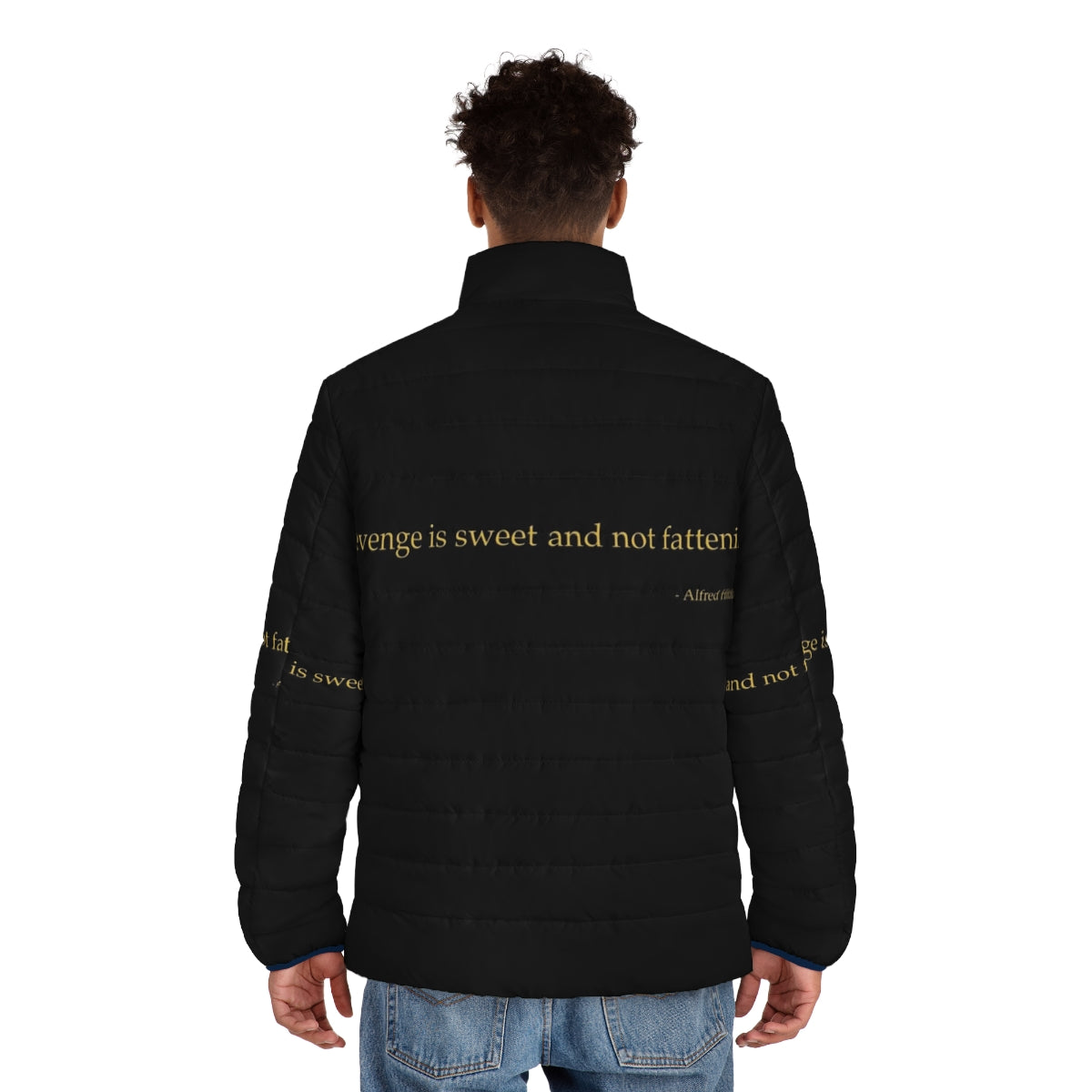 Alfred Hitchcock Quote "Sweet Revenge" Puffer Jacket - men back