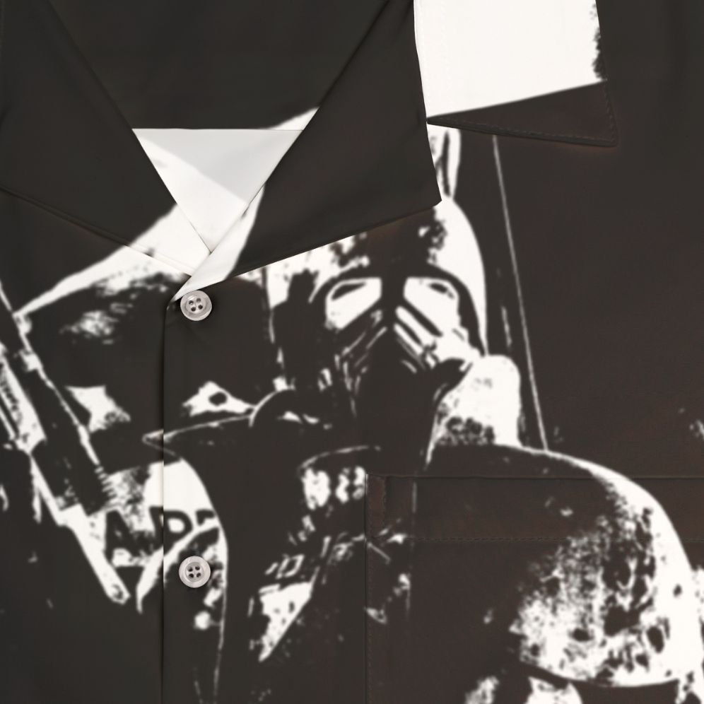 NCR Ranger Flag Black and White Hawaiian Shirt - Detail