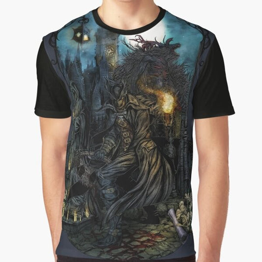 Bloodborne videogame graphic t-shirt design featuring The Hunt