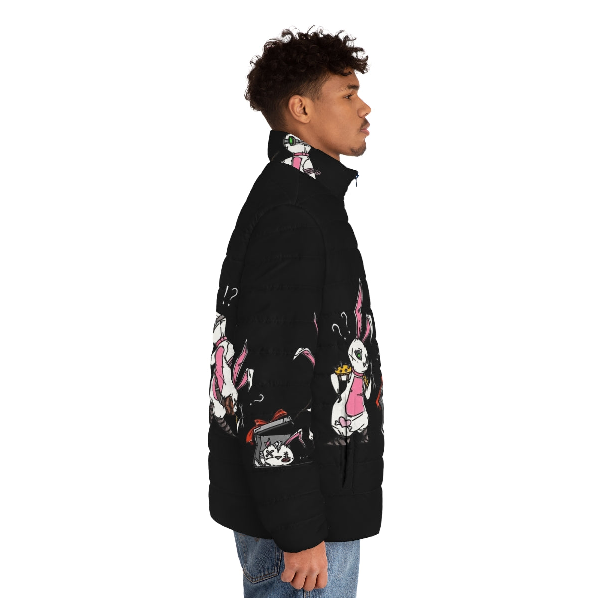 Bunny puffer jacket with anime inspired design - men side right