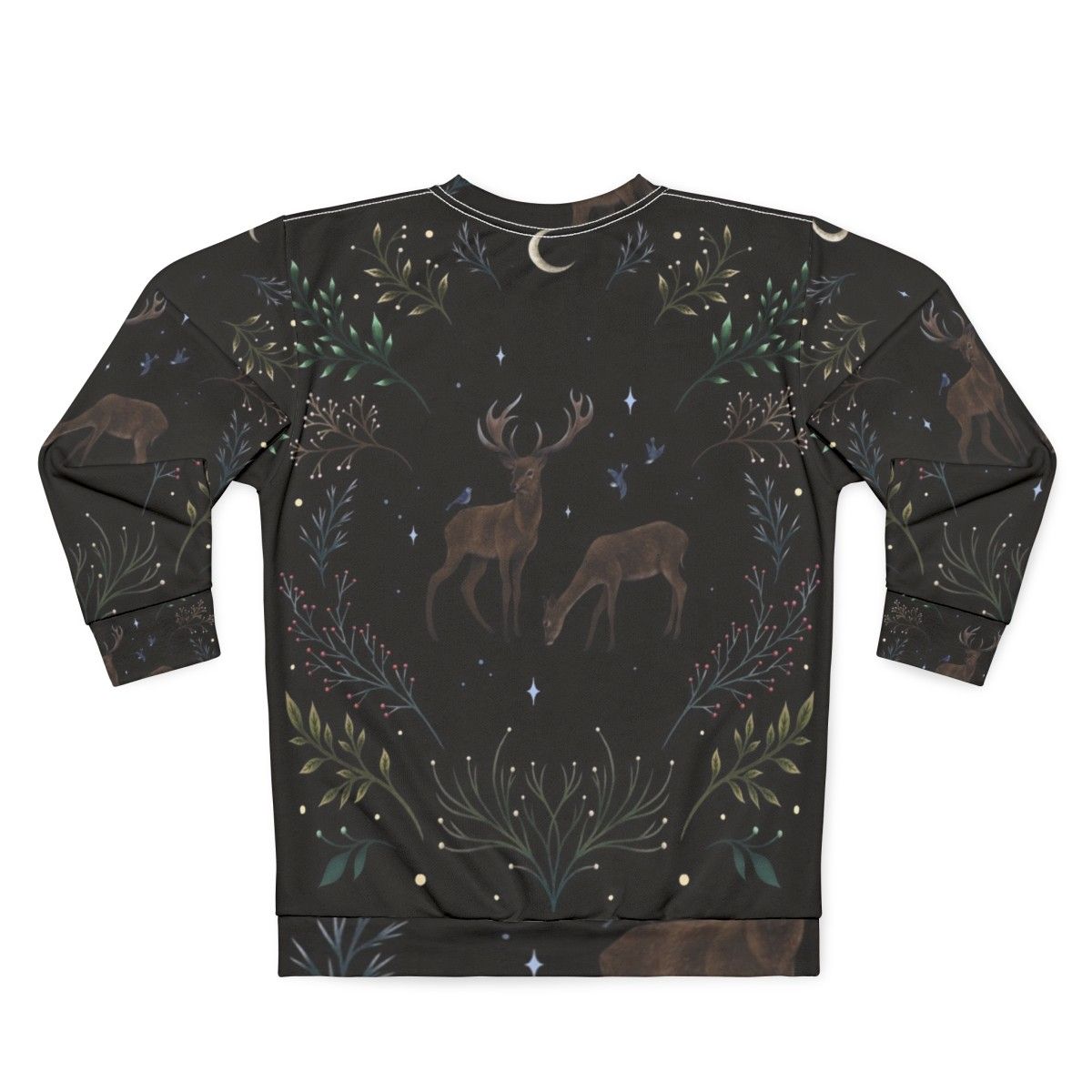 Deer in the Moonlight Sweatshirt - Enchanting Woodland and Winter Design - Back