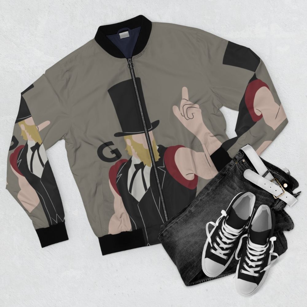 Street Fighter Minimalist Bomber Jacket with Vector Trace Design - Flat lay