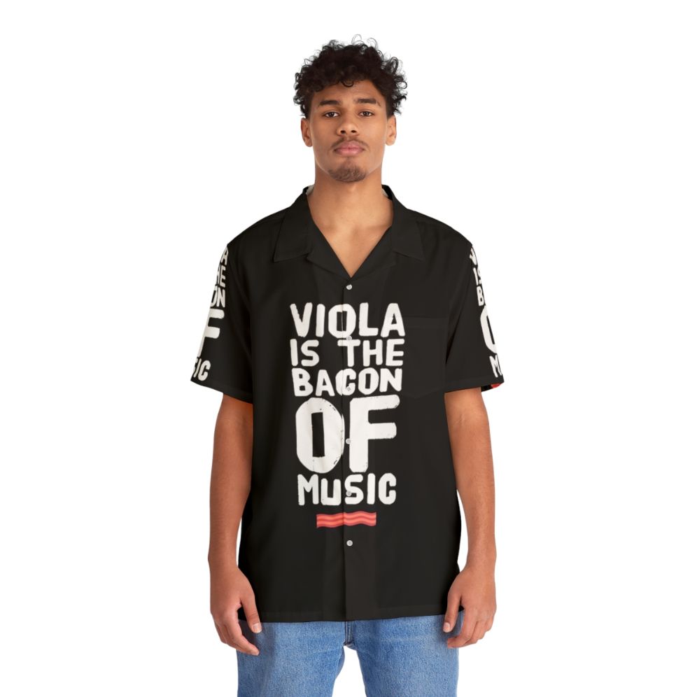 Funny Hawaiian Shirt for Viola Players "Viola is the Bacon of Music" - People Front