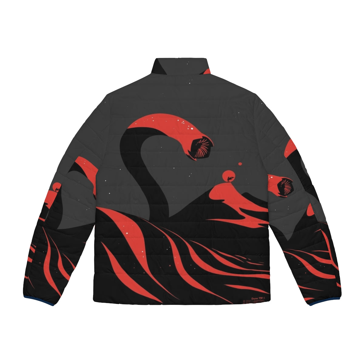 Sandworm Dune Puffer Jacket - Sci-Fi Fashion Inspired by the Classic Frank Herbert Novel - Back