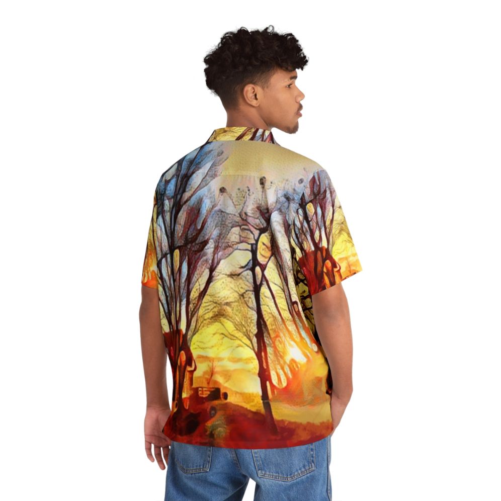 Winter Dawn Hawaiian Shirt featuring a nature landscape digital art design - People Back