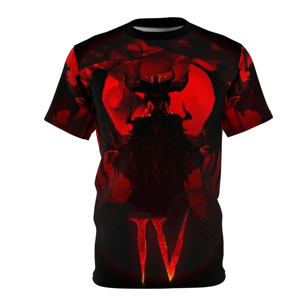 Diablo 4 Lilith-inspired T-shirt design featuring the iconic demon queen