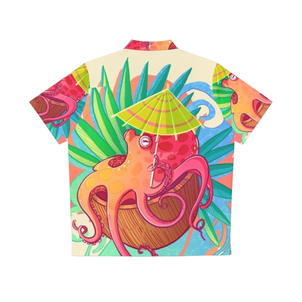 Colorful Hawaiian shirt with cartoon octopus design - Back