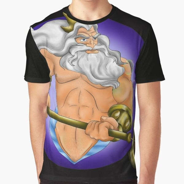 King Triton, the mythical merman, featured on a graphic t-shirt