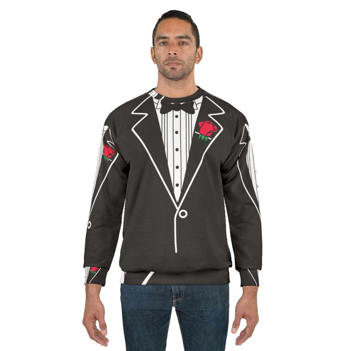 Tuxedo Sweatshirt featuring a rose design - men