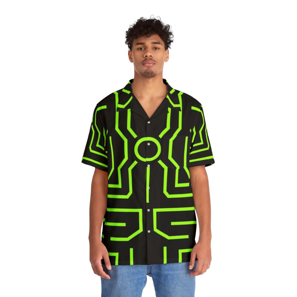 Upgraded Superhero Hawaiian Shirt with Alien Inspired Graphics - People Front