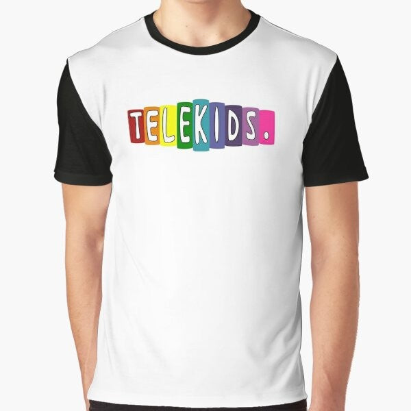 Telekids graphic t-shirt for children featuring colorful television-inspired design