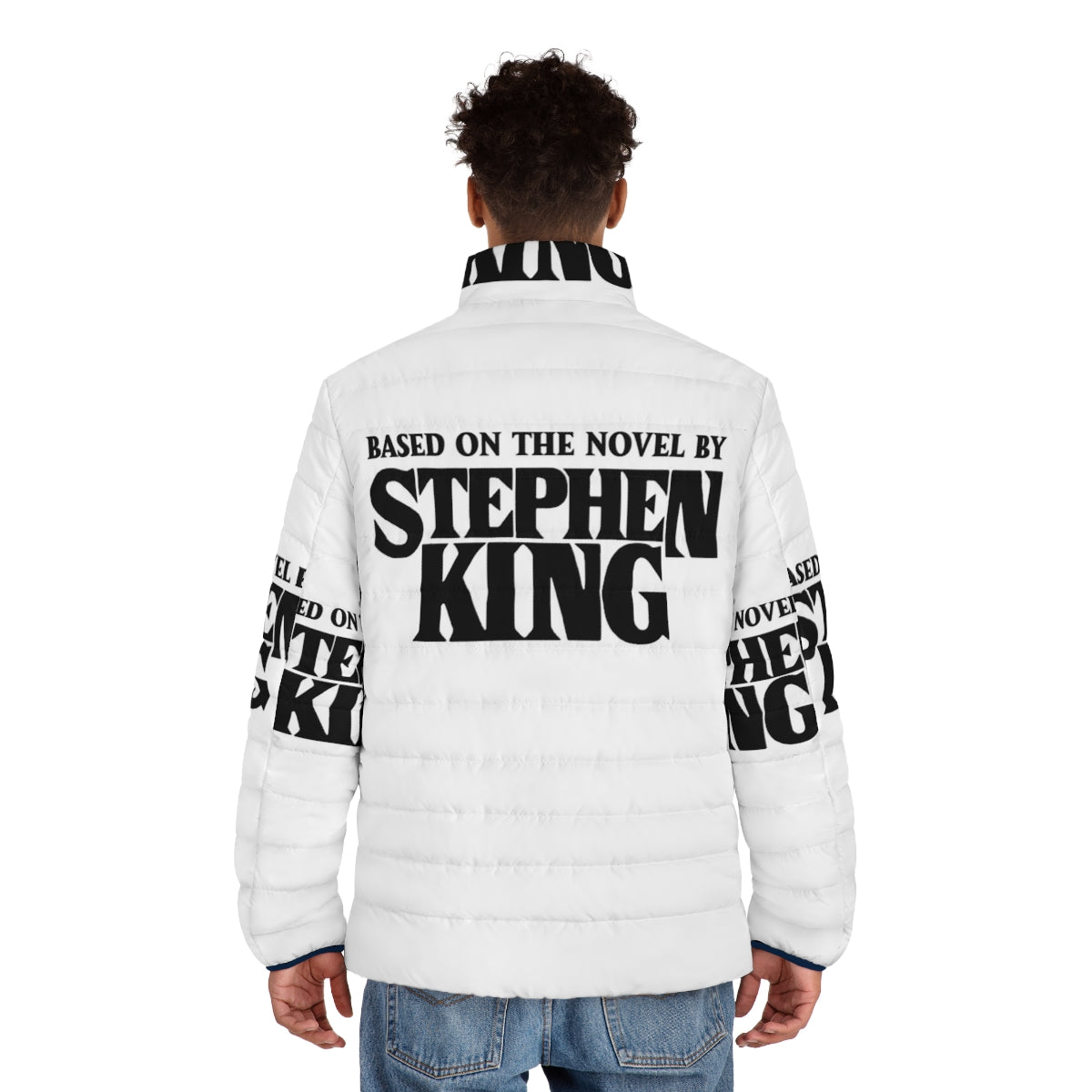 Puffer jacket inspired by Stephen King's horror novels like "The Dark Tower", "IT", and "The Stand" - men back