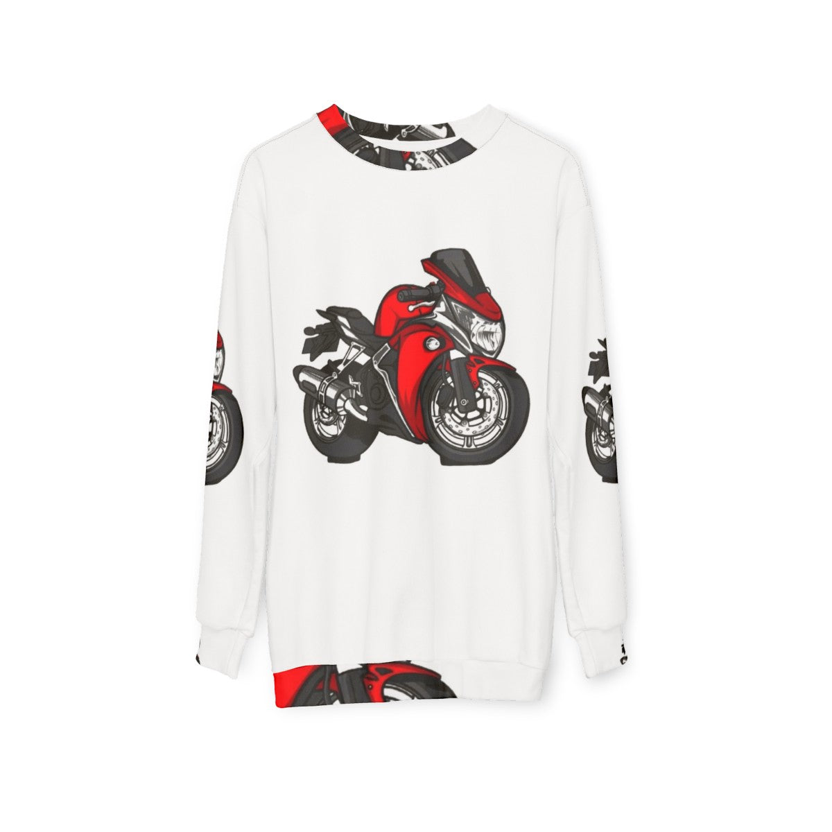 Red Cool Motorcycle Sweatshirt - hanging