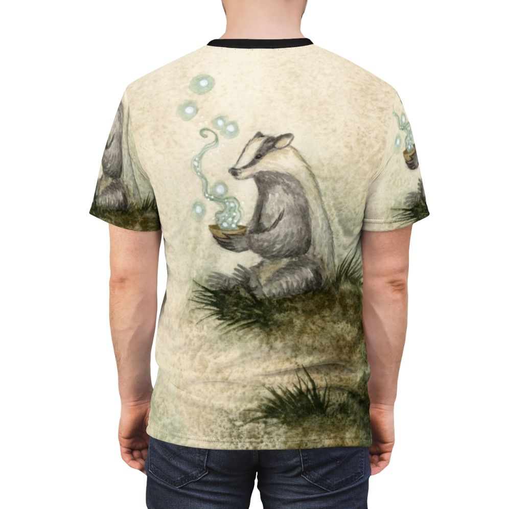 Illustration of a magical badger on a fantasy t-shirt design - men back