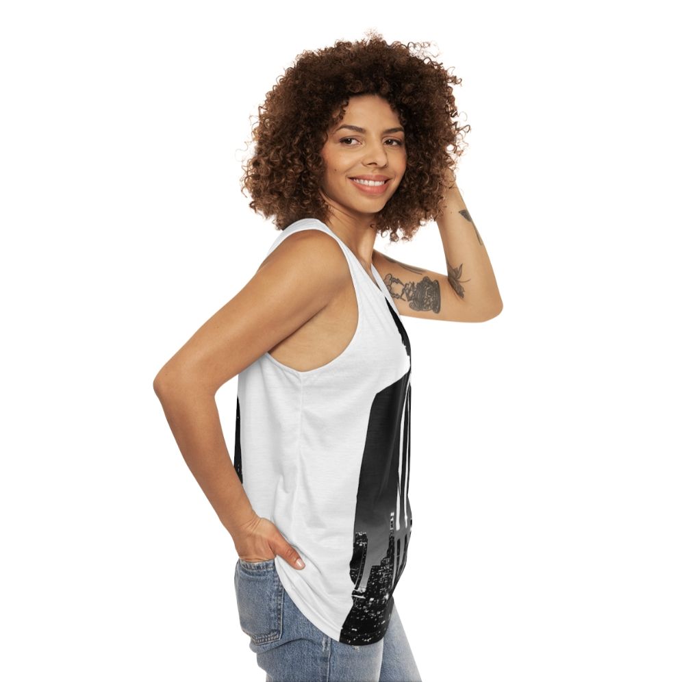 Unisex Nightcrawler Tank Top with Sociopath Protagonist Design - women side