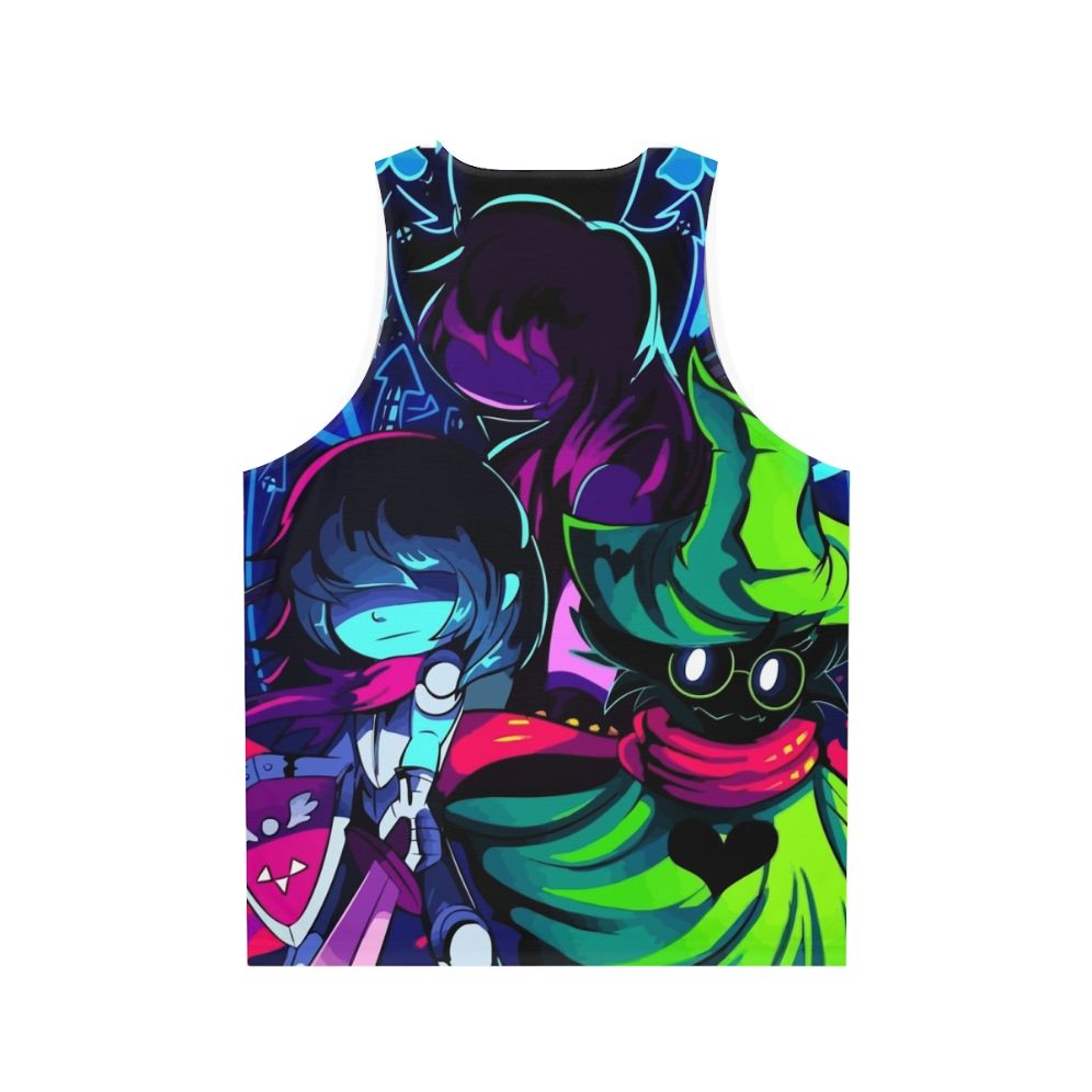 Deltarune gaming tank top with minimalist character designs - Back