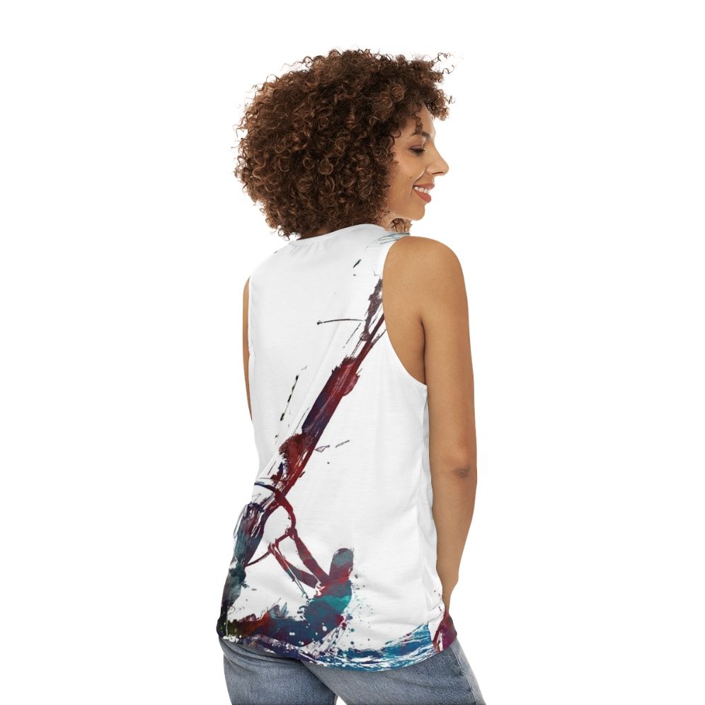 Windsurfing sport art unisex tank top - women back