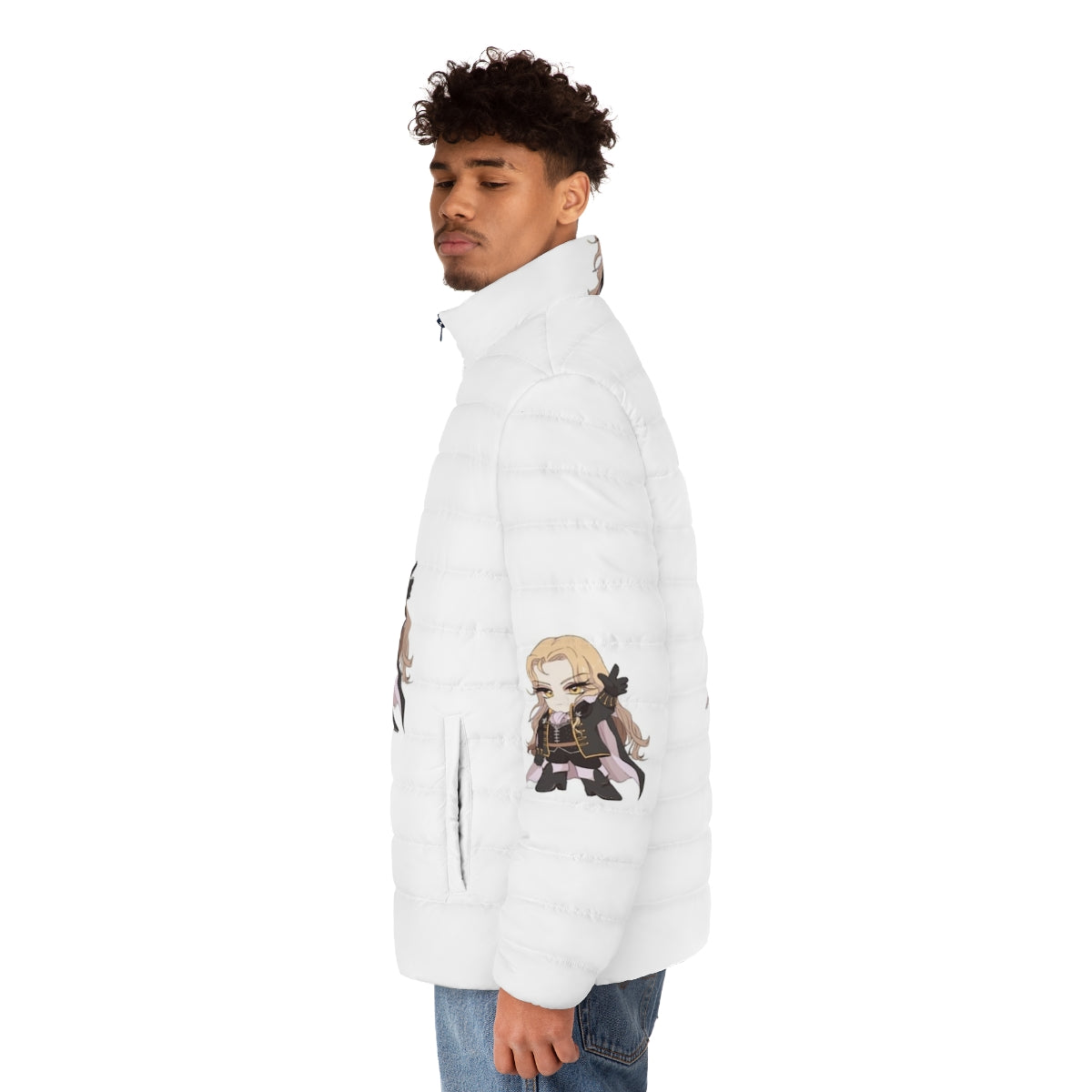 Castlevania Alucard Chibi Puffer Jacket - Netflix Series Fan Art - men side left