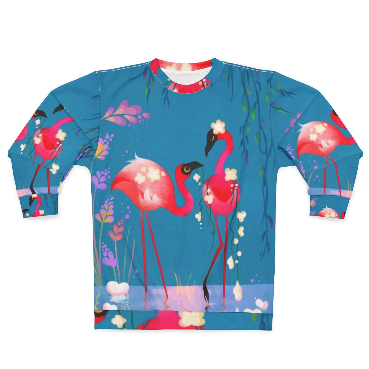 Floral flamingo hooded sweatshirt