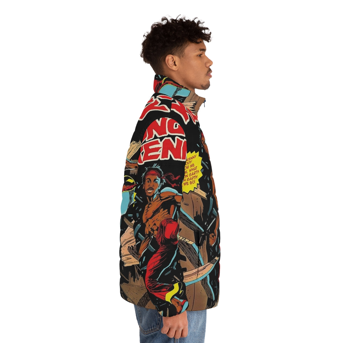 Kendrick Lamar "Kung Fu Kenny" puffer jacket with album artwork graphics - men side right