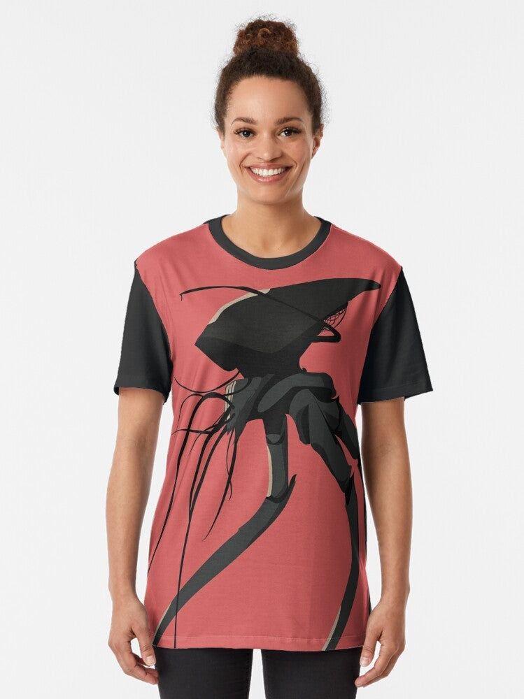 A graphic t-shirt featuring the iconic "War of the Worlds" sci-fi design. - Women