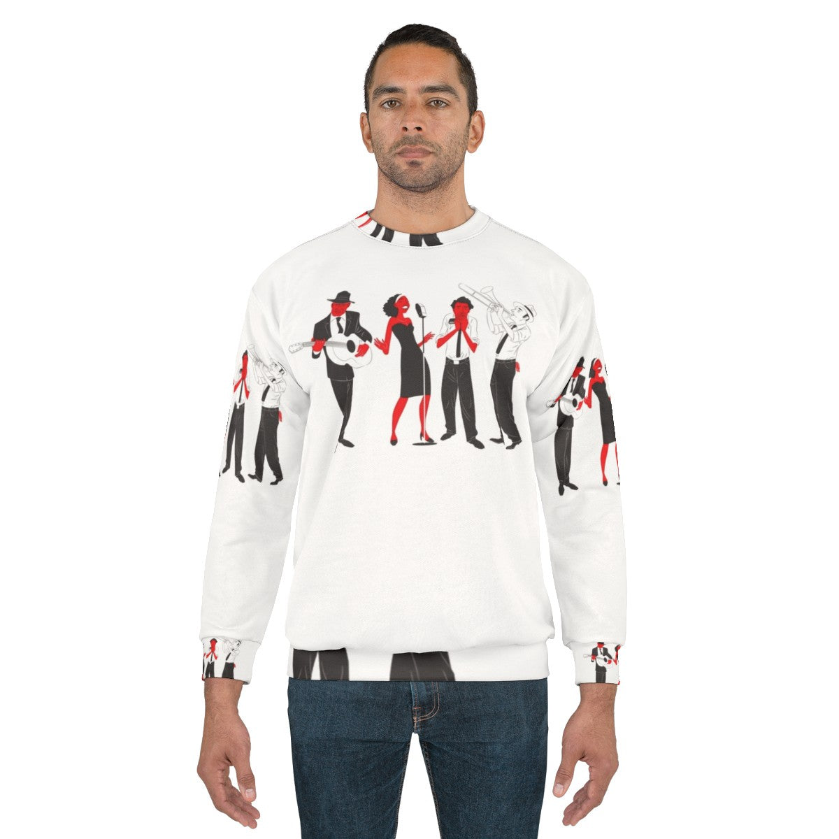 Delta Blues Band Sweatshirt with Focus on Music and Vocals - men