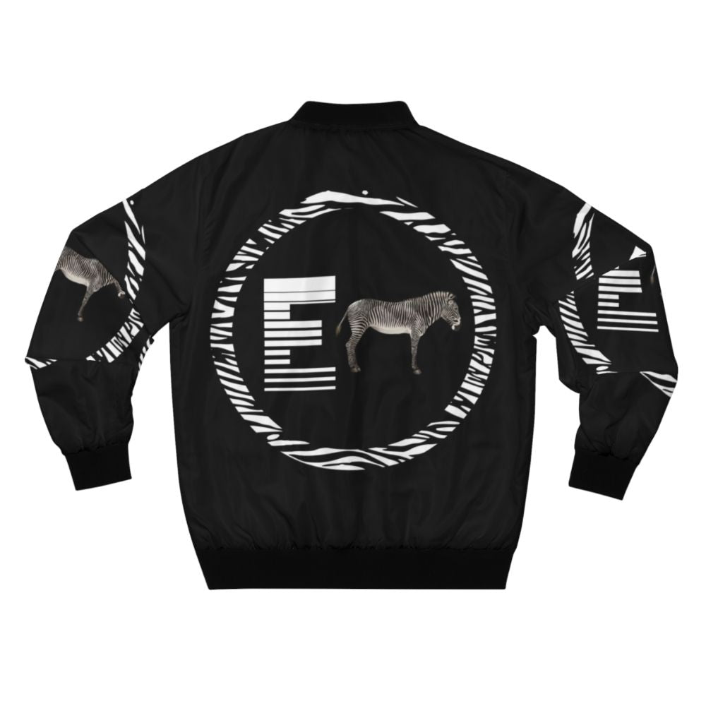 E Zebra Bomber Jacket with Stylish Zebra Print Design - Back