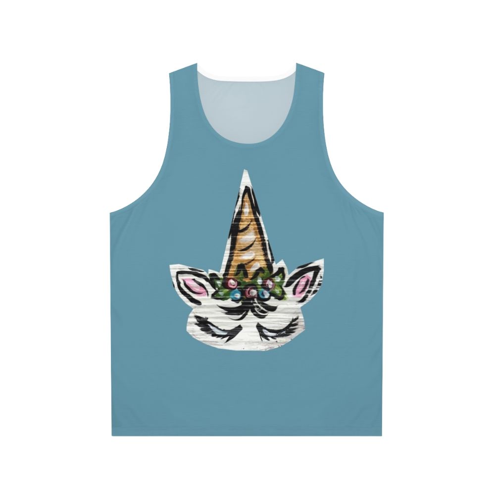 Unisex floral unicorn tank top