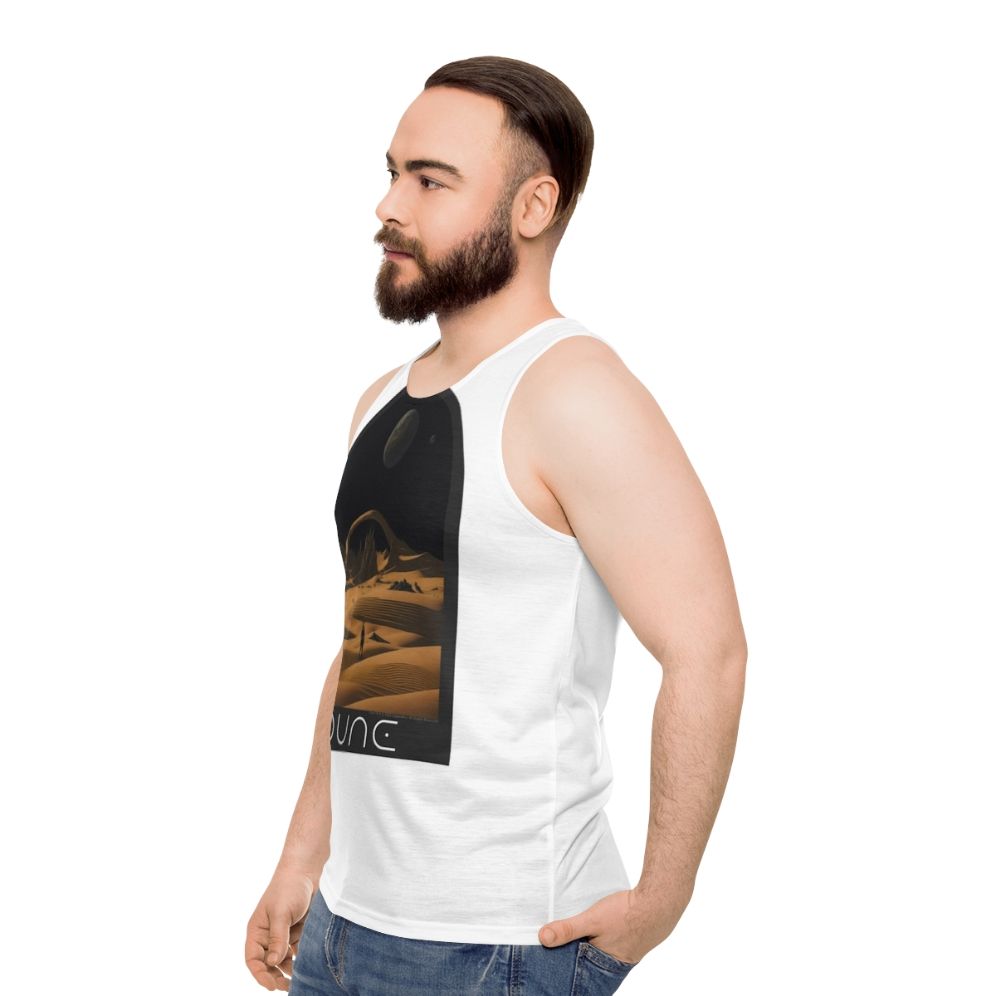 Dune-inspired unisex tank top with desert landscape design - men side